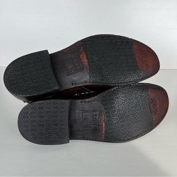 ♦️SOLD♦️FRYE Dark Brown Leather Braided Back Lace Up Chukka Ankle Boots Sz - Picture 9 of 16